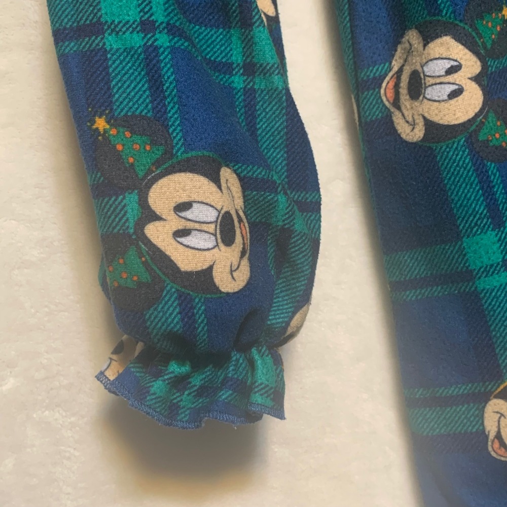 Vtg Disney Mickey Minnie Mickey Plaid Nightgown Dress PJs Sleepwear 4T Christmas - Picture 7 of 8
